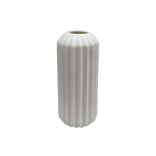 8 Pack: 9" White Geometric Ceramic Vase by Ashland®